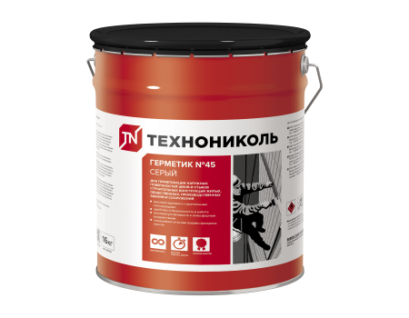 Герметик бутилкаучуковый ТЕХНОНИКОЛЬ № 45 серый, ведро 16 кг