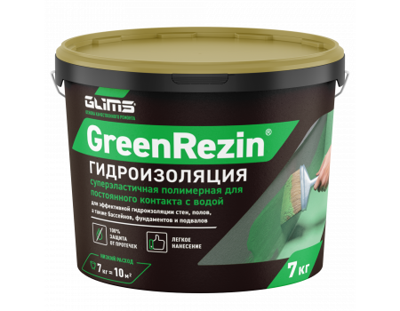 Гидроизоляция эластичная GLIMS GreenResin на водной основе, ведро 7 кг